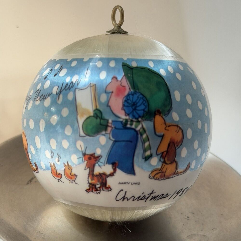 Vintage 1980 Hallmark Marty Links Satin Ball Christmas Ornament
